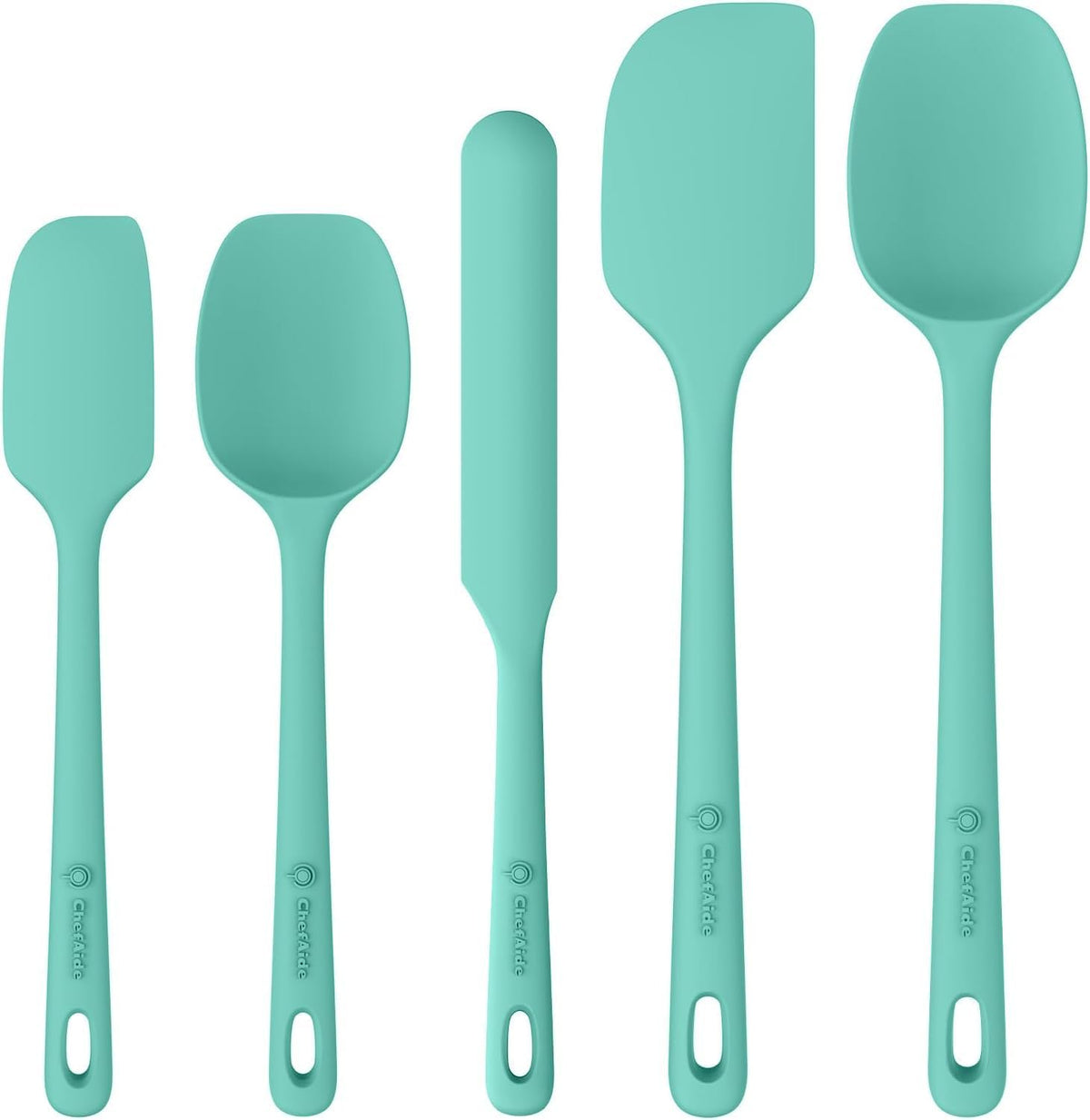 Best Seller - ChefAide 5 Pieces Silicone Spatulas Set, Heat Resistant Rubber Spatula - Food Grade Silicone, Heat Resistant Up to 600°F, Upgrade Strong Handle, Safe for Nonstick Cookware,Ideal for Cooking & Baking