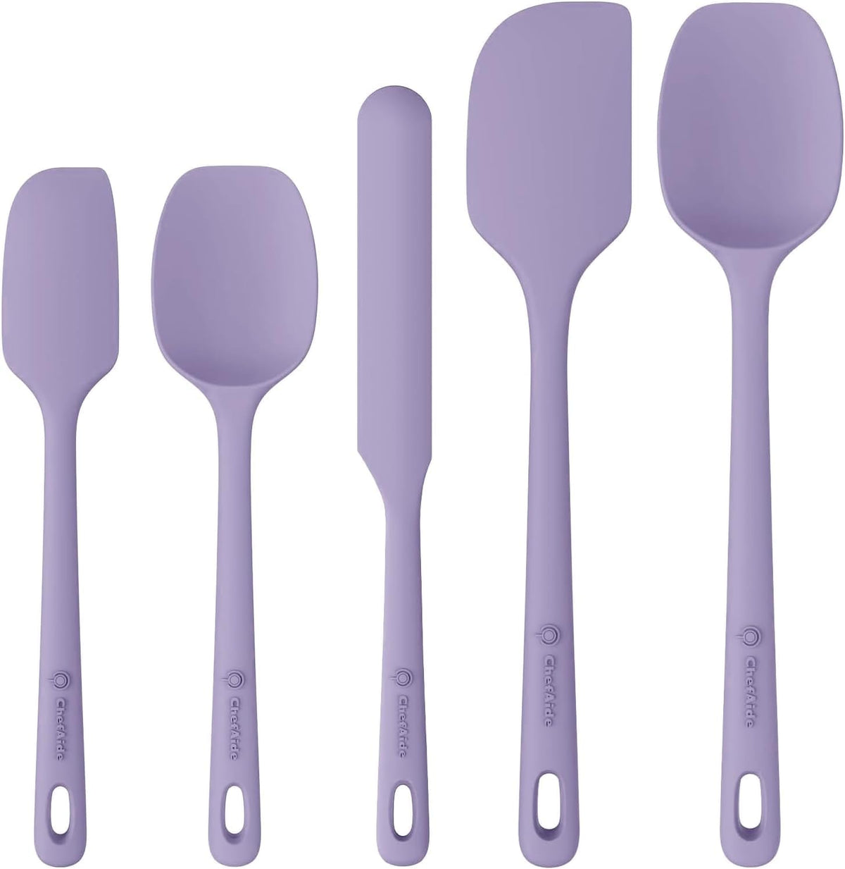 Best Seller - ChefAide 5 Pieces Silicone Spatulas Set, Heat Resistant Rubber Spatula - Food Grade Silicone, Heat Resistant Up to 600°F, Upgrade Strong Handle, Safe for Nonstick Cookware,Ideal for Cooking & Baking