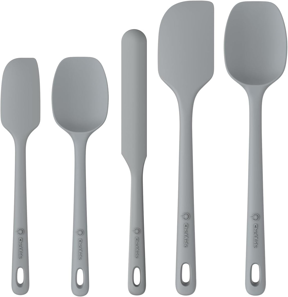 Best Seller - ChefAide 5 Pieces Silicone Spatulas Set, Heat Resistant Rubber Spatula - Food Grade Silicone, Heat Resistant Up to 600°F, Upgrade Strong Handle, Safe for Nonstick Cookware,Ideal for Cooking & Baking