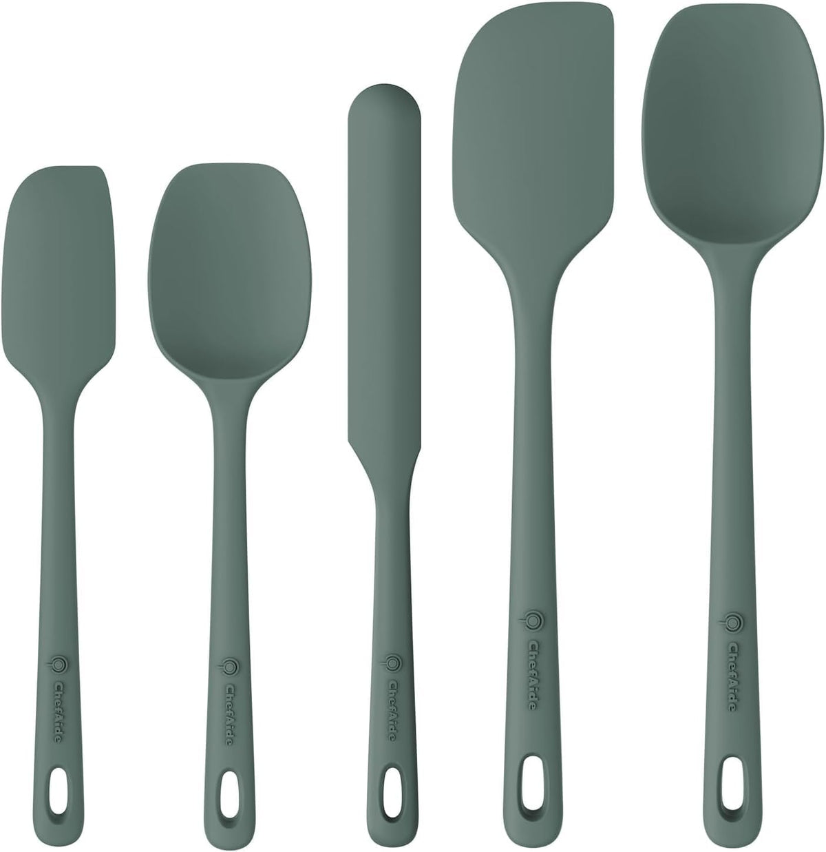 Best Seller - ChefAide 5 Pieces Silicone Spatulas Set, Heat Resistant Rubber Spatula - Food Grade Silicone, Heat Resistant Up to 600°F, Upgrade Strong Handle, Safe for Nonstick Cookware,Ideal for Cooking & Baking