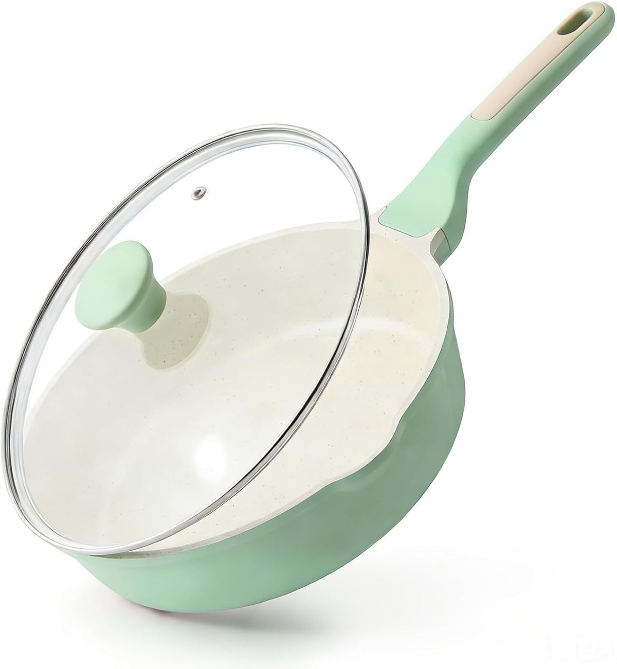 Special Offer - SENSARTE Nonstick Skillet, Deep Frying Pan 10/11/12-inch, Saute Pan with Lid, Stay-cool Handle, Healthy Stone Cookware Cooking Pan, Induction Compatible (10-Inch/3.5QT)