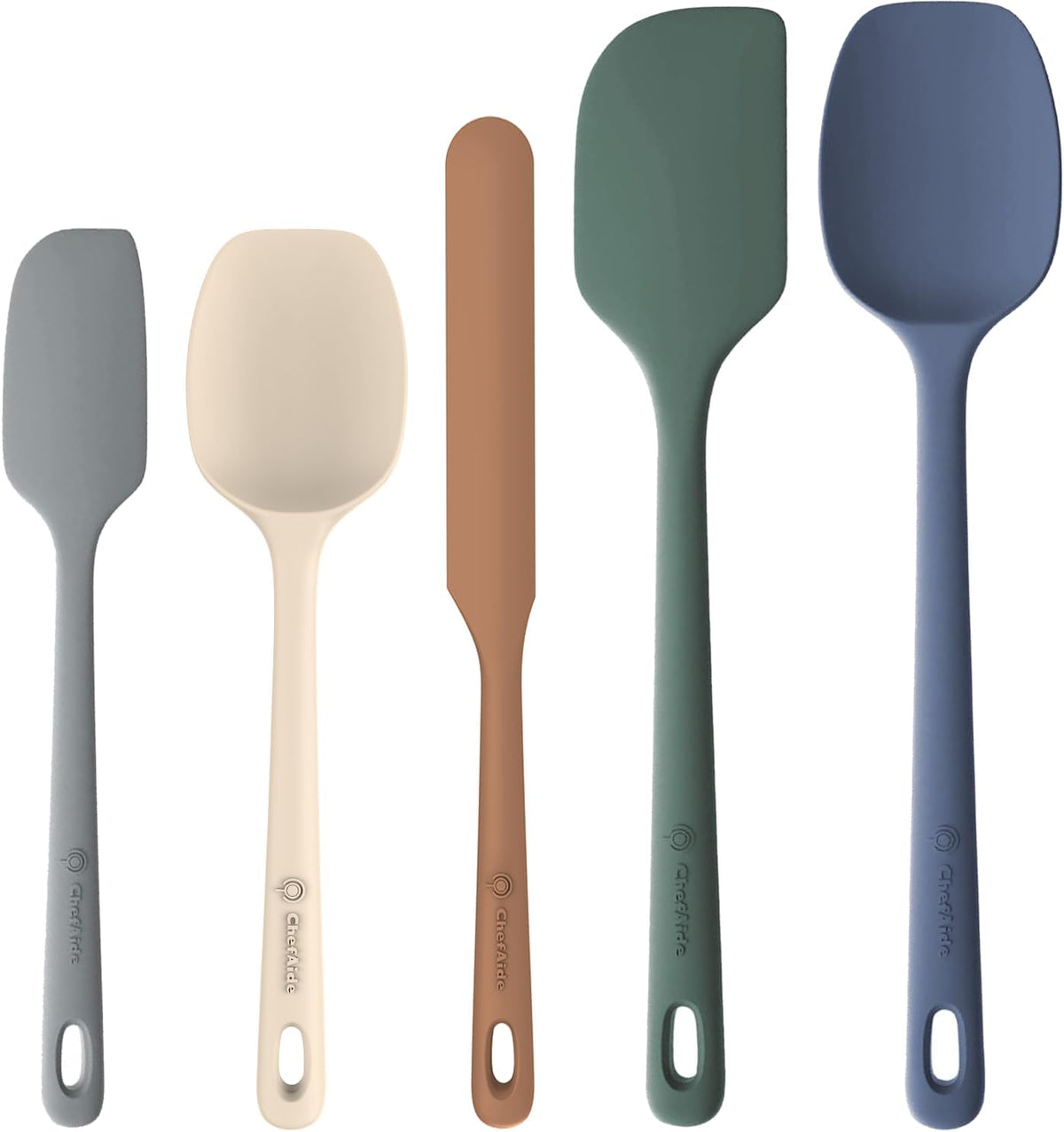 Best Seller - ChefAide 5 Pieces Silicone Spatulas Set, Heat Resistant Rubber Spatula - Food Grade Silicone, Heat Resistant Up to 600°F, Upgrade Strong Handle, Safe for Nonstick Cookware,Ideal for Cooking & Baking