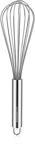 Great Value - NileHome 3-Pack Stainless Steel Whisk Set, Kitchen Utensils for Cooking - Food-grade Material,Dishwasher Safe,8in+10in+12in,Easy to Clean and Store,Perfect for Cooking,Whisking and Blending