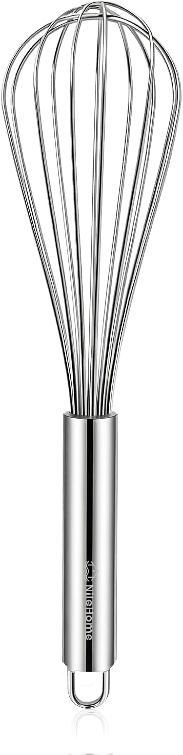 Great Value - NileHome 3-Pack Stainless Steel Whisk Set, Kitchen Utensils for Cooking - Food-grade Material,Dishwasher Safe,8in+10in+12in,Easy to Clean and Store,Perfect for Cooking,Whisking and Blending