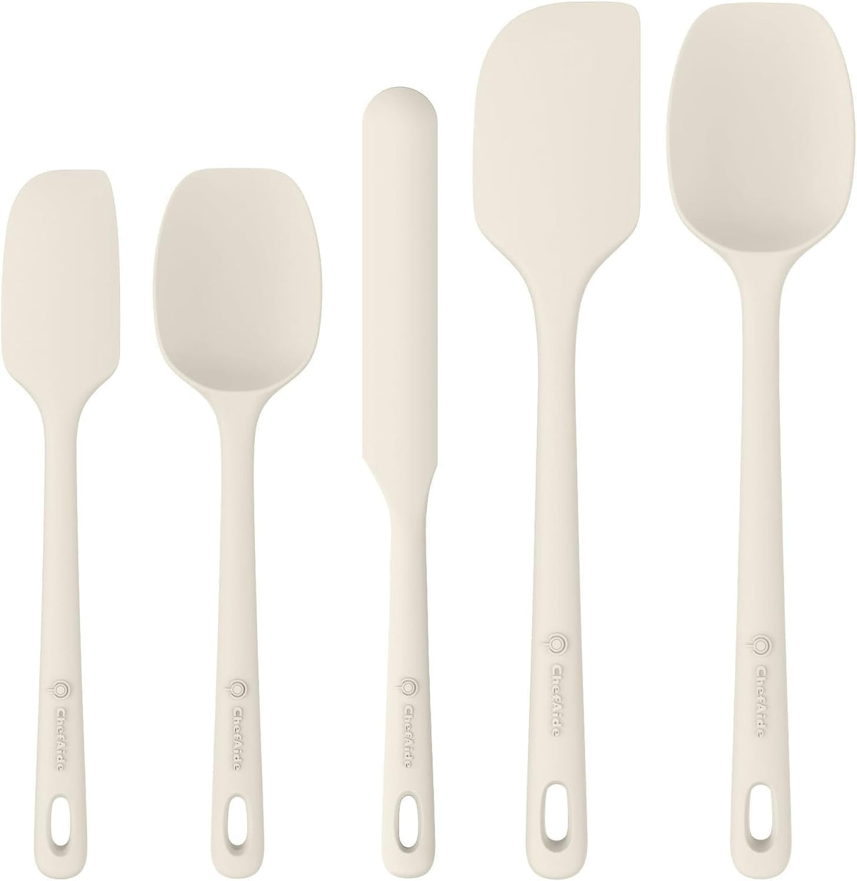 Best Seller - ChefAide 5 Pieces Silicone Spatulas Set, Heat Resistant Rubber Spatula - Food Grade Silicone, Heat Resistant Up to 600°F, Upgrade Strong Handle, Safe for Nonstick Cookware,Ideal for Cooking & Baking