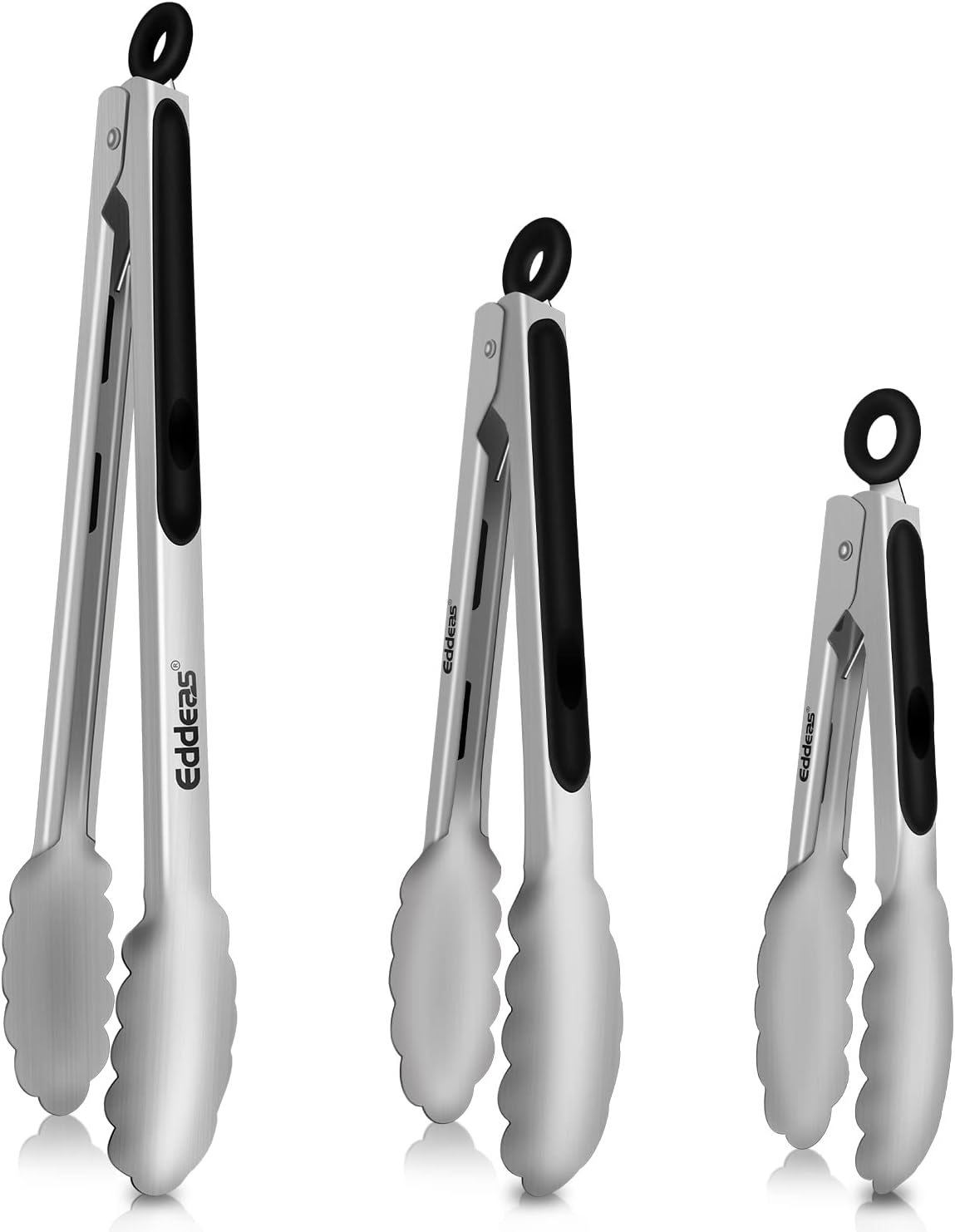 Limited-Time Deal - Tongs For Cooking Up to 600 °F Metal Kitchen Tongs 3PCS 7,9,12 Inch - Heat Resistant 600 Degrees Stainless Steel,Heavy Duty Metal Locking Tong for Food,Salad and BBQ Dishwasher Safe