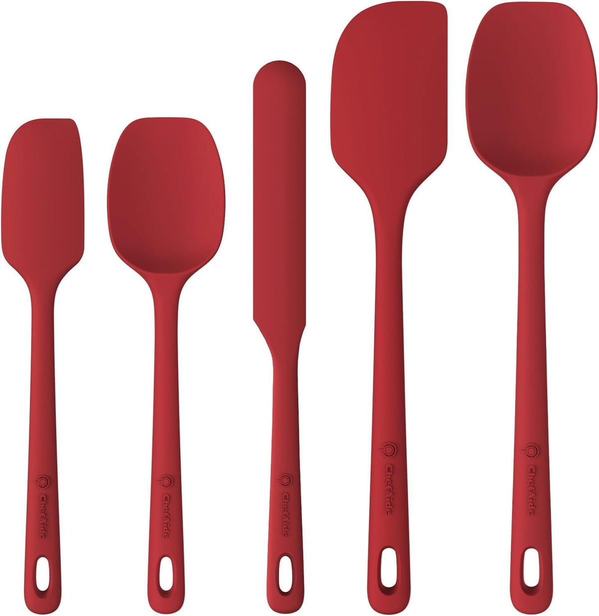 Best Seller - ChefAide 5 Pieces Silicone Spatulas Set, Heat Resistant Rubber Spatula - Food Grade Silicone, Heat Resistant Up to 600°F, Upgrade Strong Handle, Safe for Nonstick Cookware,Ideal for Cooking & Baking
