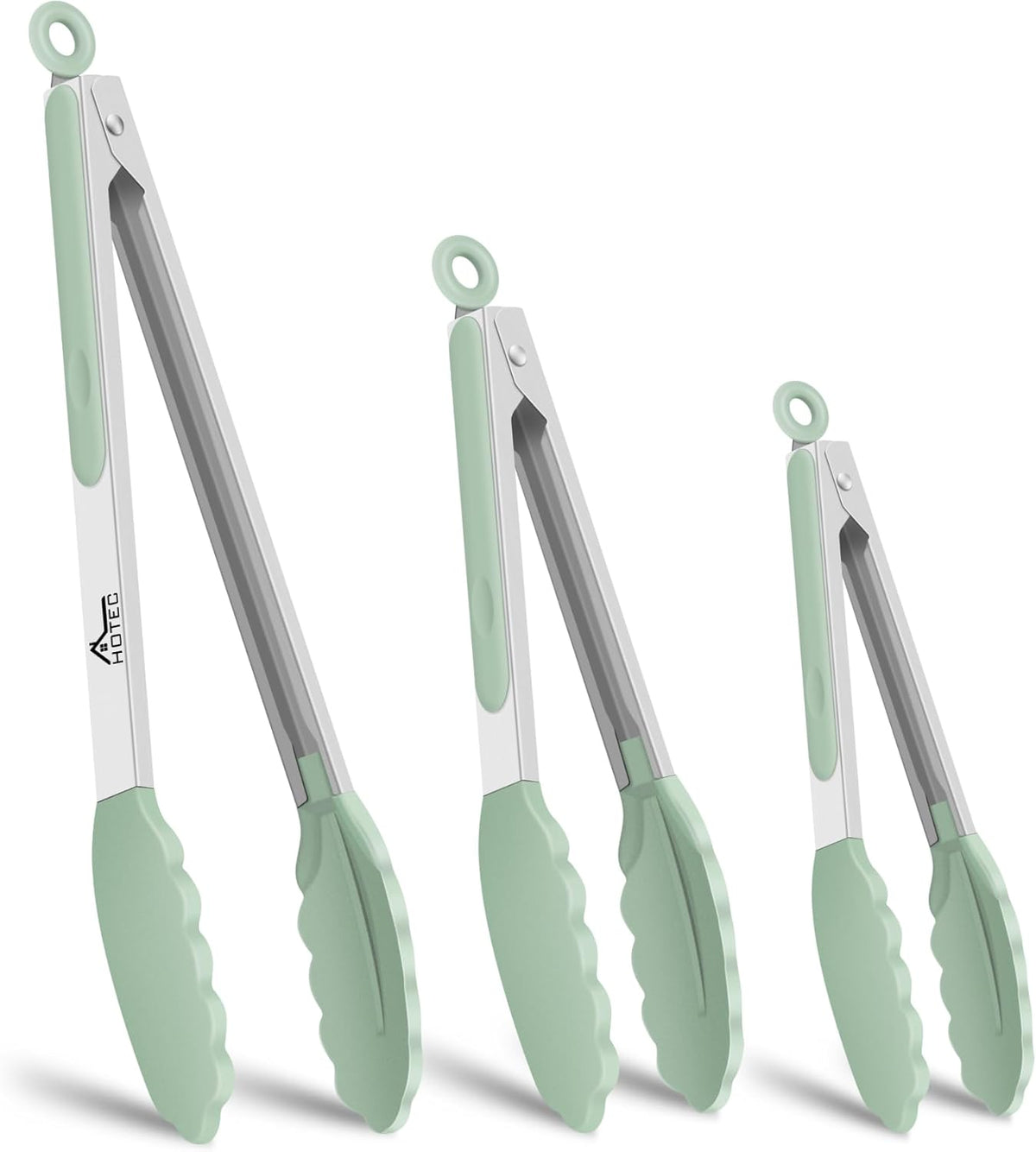Hot Sale - HOTEC Stainless Steel Kitchen Tongs with Silicon Tips, Set of 3-7, 9 &12 - 600°F Heat-Resistant, Heavy-Duty, Non-Slip, Locking Food Tong for Cooking, Serving, Salad, BBQ, Air Fryer, Dishwasher-Safe