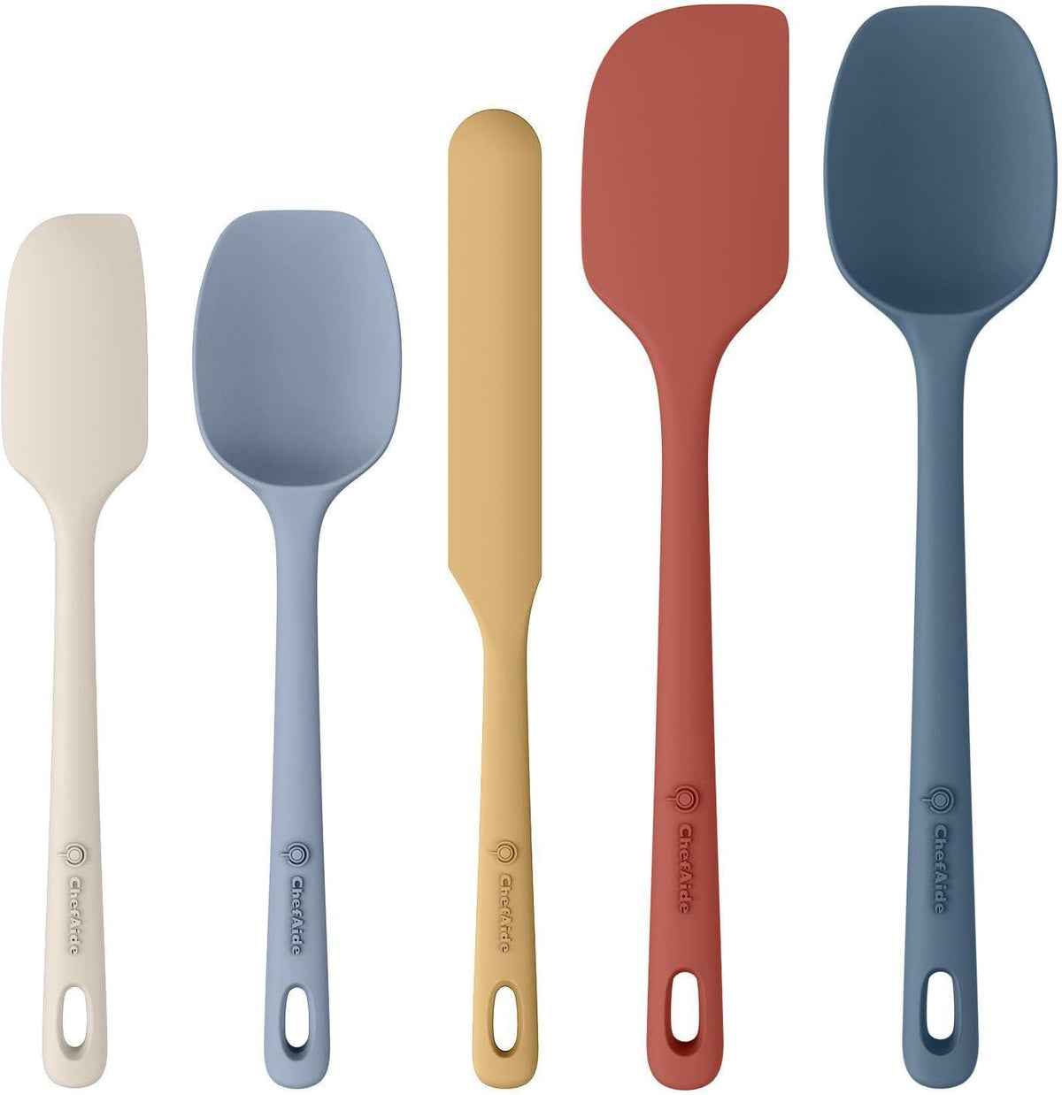 Best Seller - ChefAide 5 Pieces Silicone Spatulas Set, Heat Resistant Rubber Spatula - Food Grade Silicone, Heat Resistant Up to 600°F, Upgrade Strong Handle, Safe for Nonstick Cookware,Ideal for Cooking & Baking