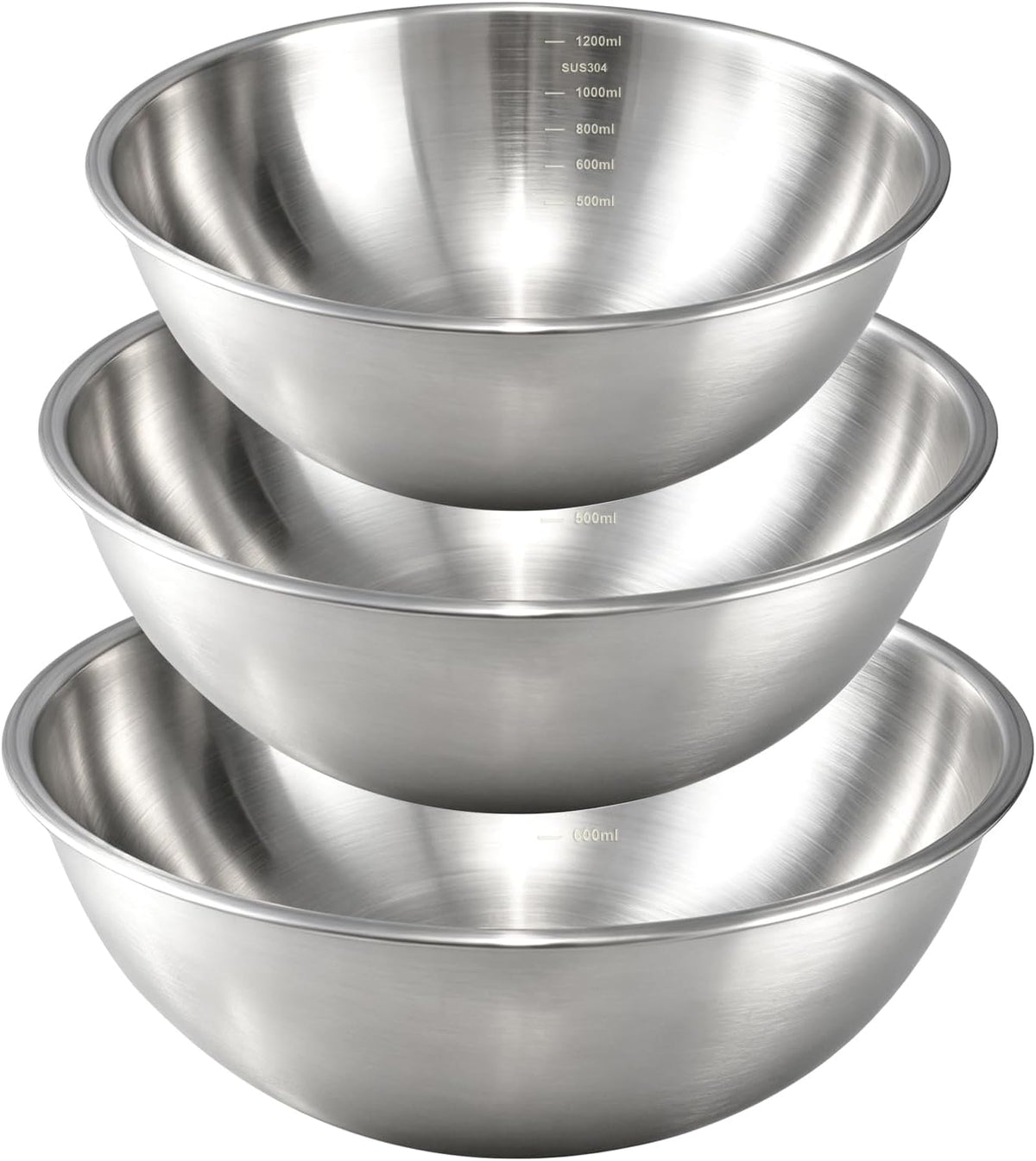 Best Seller - Gronivex Stainless Steel Mixing Bowls Set, 3-Piece (1.5, 2.2 & 3.4 Qt) - Food-Grade Metal, Dishwasher safe，Stackable Nesting & Space-Saving – For Kitchen Baking, Salads, Meal Prep, RV & Camping