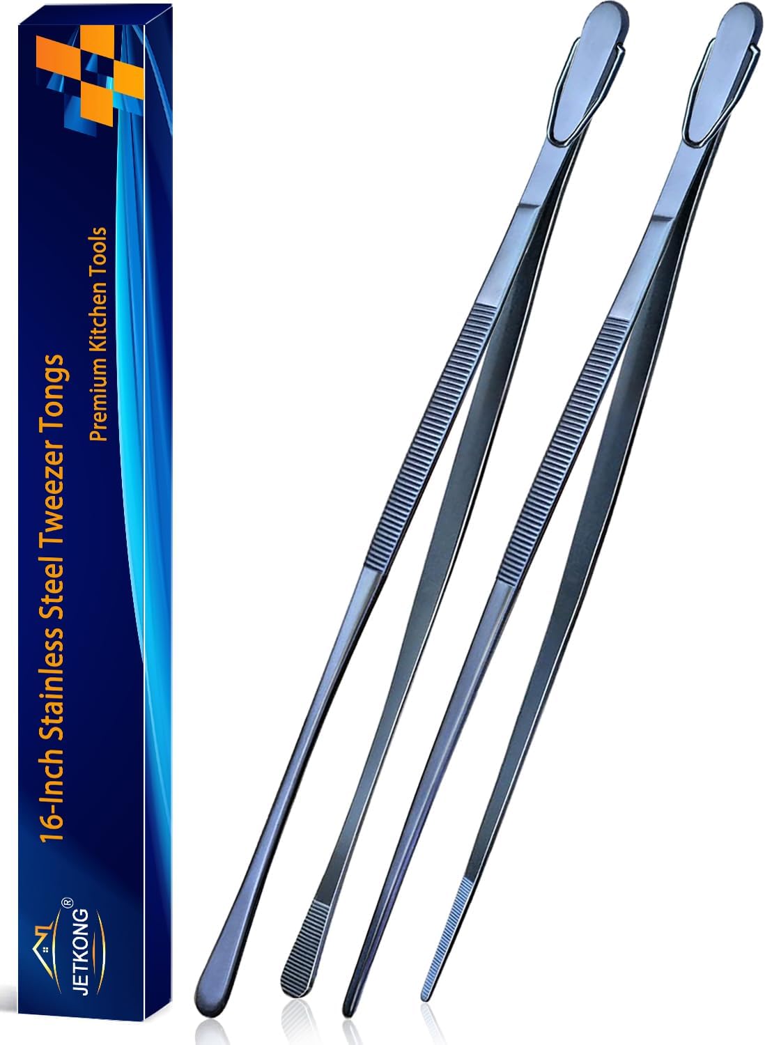 Limited-Time Deal - JETKONG 2 Pcs 12-Inch Kitchen Tweezers Fine Tweezer Tongs, Extra-Long Stainless Steel Cooking Tweezers (Silver)