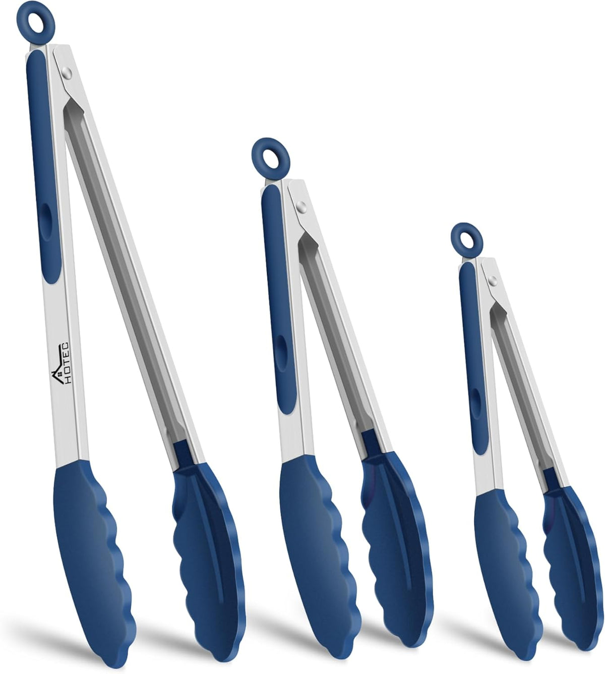 Hot Sale - HOTEC Stainless Steel Kitchen Tongs with Silicon Tips, Set of 3-7, 9 &12 - 600°F Heat-Resistant, Heavy-Duty, Non-Slip, Locking Food Tong for Cooking, Serving, Salad, BBQ, Air Fryer, Dishwasher-Safe