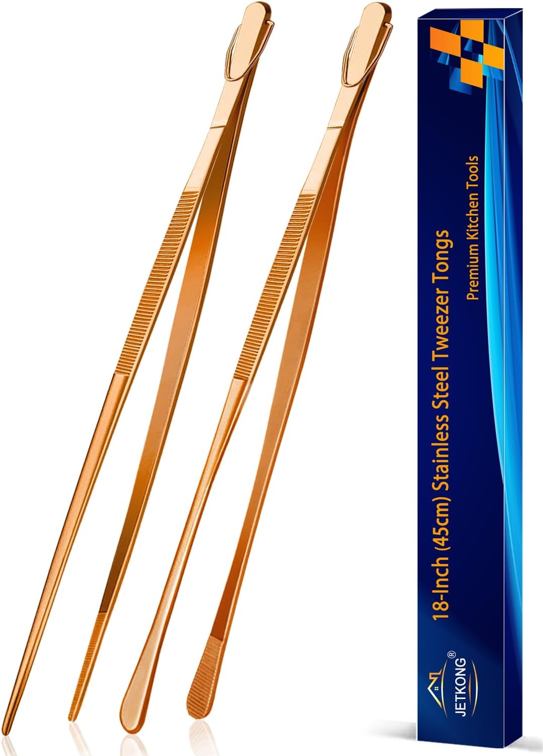 Limited-Time Deal - JETKONG 2 Pcs 12-Inch Kitchen Tweezers Fine Tweezer Tongs, Extra-Long Stainless Steel Cooking Tweezers (Silver)