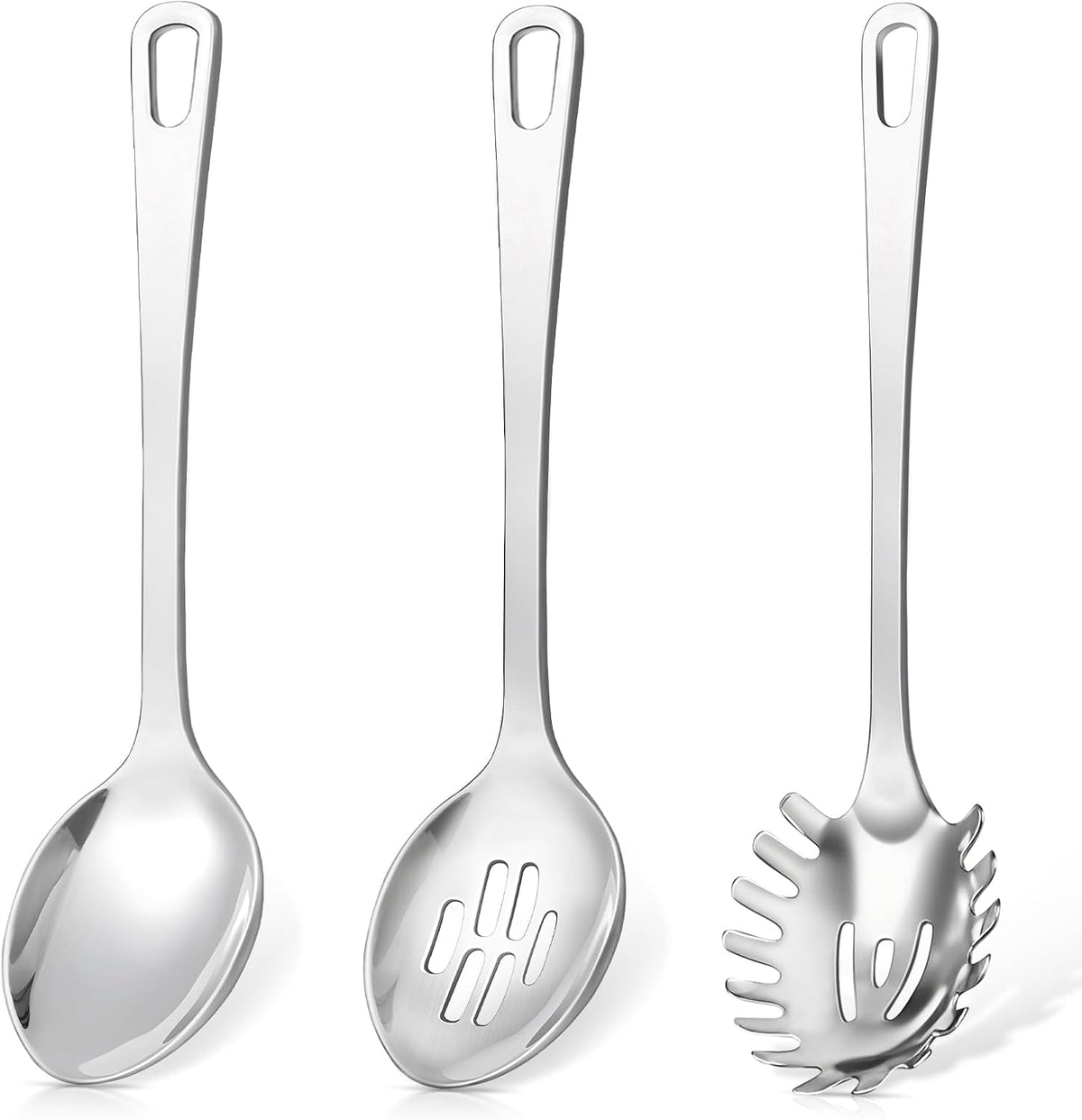 Flash Sale - 4 Pcs Cooking Utensils Set, Stainless Steel Kitchen Utensils, Heat Resistant Metal Kitchen Tools Include Solid & Slotted Turner Wok Spatula, Serving Spoon, Ergonomic Handle, Easy to Clean, Silver