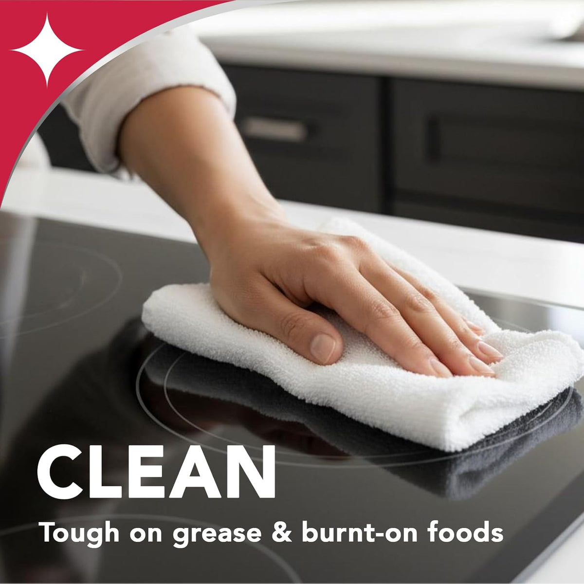 Weiman Daily Cooktop Cleaner & Degreaser, 2 Pack with Microfiber Cloth - Safe for Ceramic, Electirc, Gas & Induction Cooktop, Non-Abrasive Cleaner for Burnt-On Food & Grease, Scratch & Streak-Free