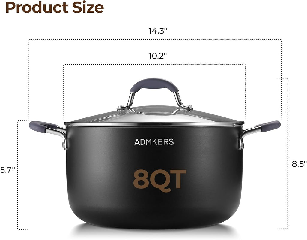 Hot Sale - 8 Quart Ceramic Nonstick Stock Pot with Lid, Induction Soup Pot with Lid - Cooking Pot with Silicone Handle for All Stoves, Healthy Non-toxic Cooking Pot for Stew/Pasta, PFAS & PFOA Free