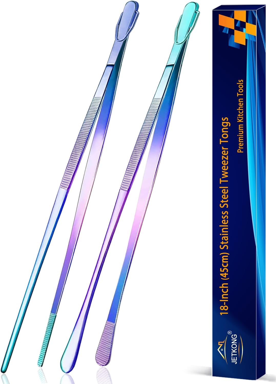 Limited-Time Deal - JETKONG 2 Pcs 12-Inch Kitchen Tweezers Fine Tweezer Tongs, Extra-Long Stainless Steel Cooking Tweezers (Silver)