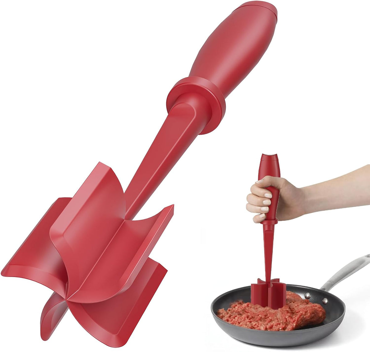 PGYARD Meat Chopper Hamburger Grinder, Kitchen Smasher for Ground Beef - Heat Resistant, 5 Nylon Blade, Burger Grinder Potato Mix Tool, Meat & Poultry Tenderizers, Dishwasher Safe, Black