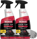 Weiman Daily Cooktop Cleaner & Degreaser, 2 Pack with Microfiber Cloth - Safe for Ceramic, Electirc, Gas & Induction Cooktop, Non-Abrasive Cleaner for Burnt-On Food & Grease, Scratch & Streak-Free