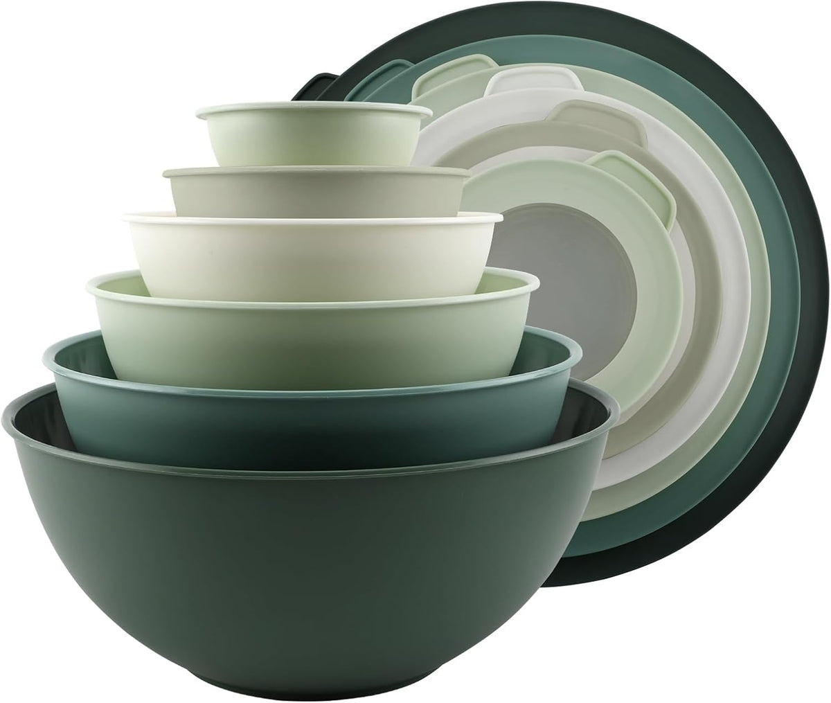Special Offer - COOK WITH COLOR Mixing Bowls with Lids - 12 Piece Plastic Nesting Bowls Set includes 6 Prep Bowls and 6 Lids, Microwave Safe Mixing Bowl Set, Brown Embossed
