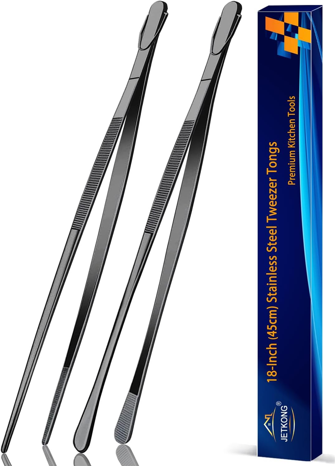 Limited-Time Deal - JETKONG 2 Pcs 12-Inch Kitchen Tweezers Fine Tweezer Tongs, Extra-Long Stainless Steel Cooking Tweezers (Silver)