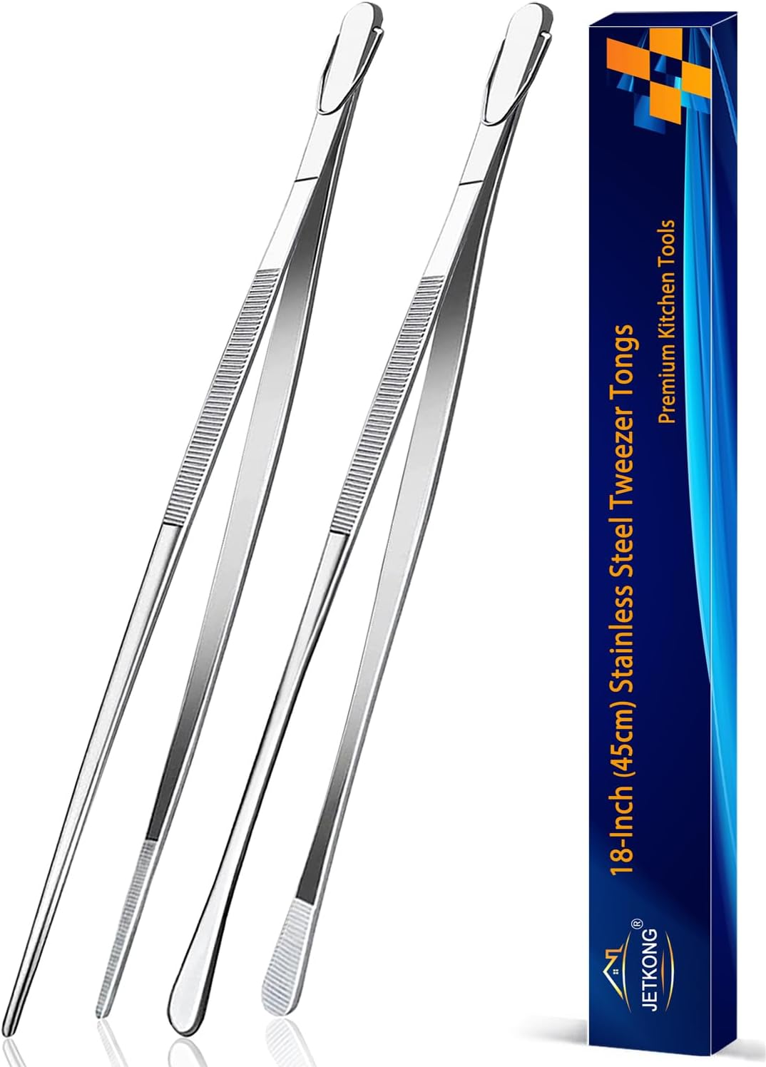 Limited-Time Deal - JETKONG 2 Pcs 12-Inch Kitchen Tweezers Fine Tweezer Tongs, Extra-Long Stainless Steel Cooking Tweezers (Silver)