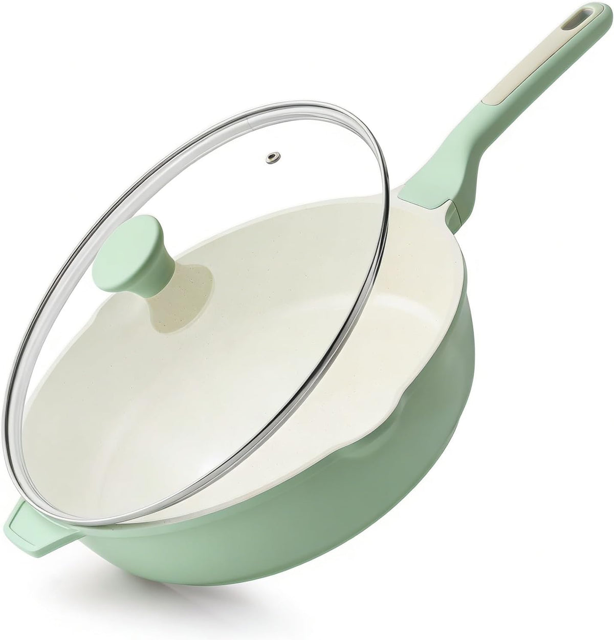 Special Offer - SENSARTE Nonstick Skillet, Deep Frying Pan 10/11/12-inch, Saute Pan with Lid, Stay-cool Handle, Healthy Stone Cookware Cooking Pan, Induction Compatible (10-Inch/3.5QT)