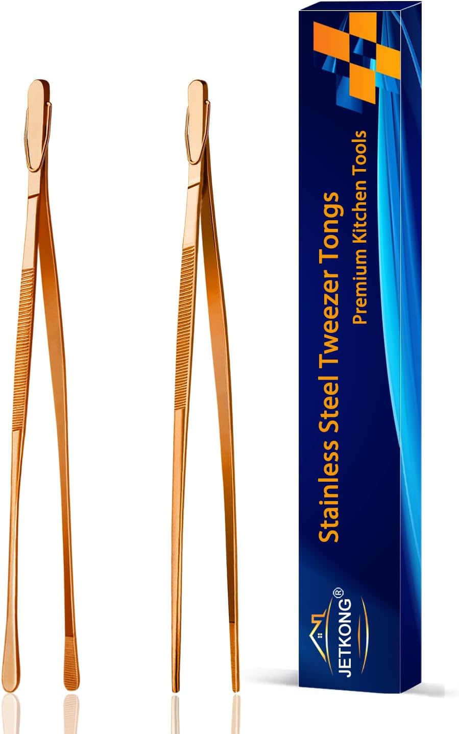 Limited-Time Deal - JETKONG 2 Pcs 12-Inch Kitchen Tweezers Fine Tweezer Tongs, Extra-Long Stainless Steel Cooking Tweezers (Silver)