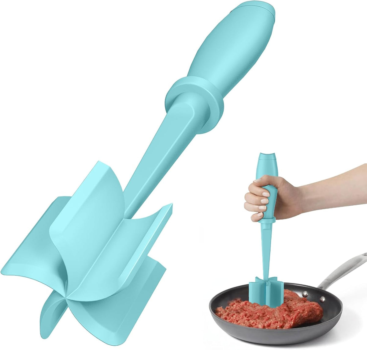 PGYARD Meat Chopper Hamburger Grinder, Kitchen Smasher for Ground Beef - Heat Resistant, 5 Nylon Blade, Burger Grinder Potato Mix Tool, Meat & Poultry Tenderizers, Dishwasher Safe, Black