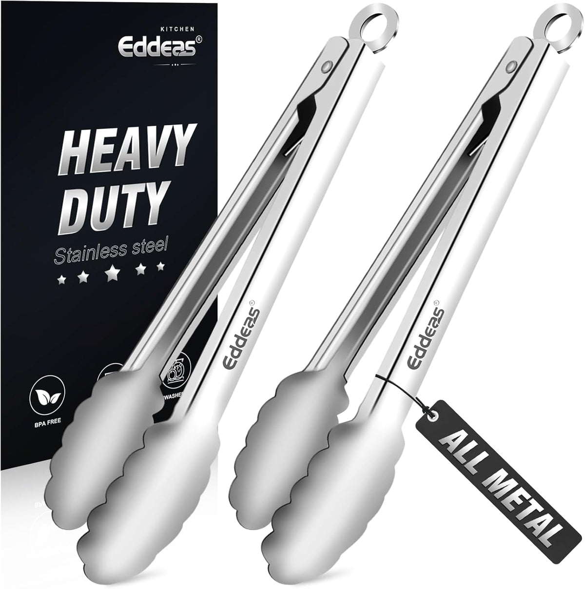 Limited-Time Deal - Tongs For Cooking Up To 600°F Metal Kitchen Tweezers Tongs 12, 9 in - Heat Resistant 600 Degrees, Heavy Duty Stainless Steel Cooking for Food, Grill, BBQ, Dishwasher safe Set of 4