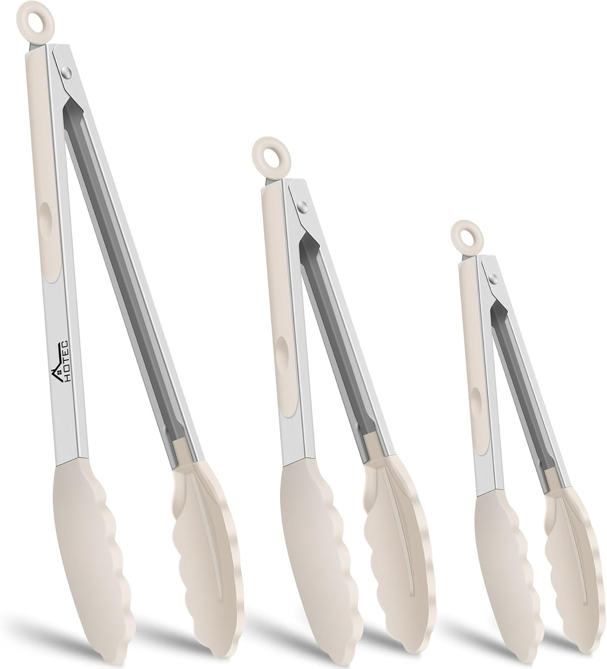Hot Sale - HOTEC Stainless Steel Kitchen Tongs with Silicon Tips, Set of 3-7, 9 &12 - 600°F Heat-Resistant, Heavy-Duty, Non-Slip, Locking Food Tong for Cooking, Serving, Salad, BBQ, Air Fryer, Dishwasher-Safe