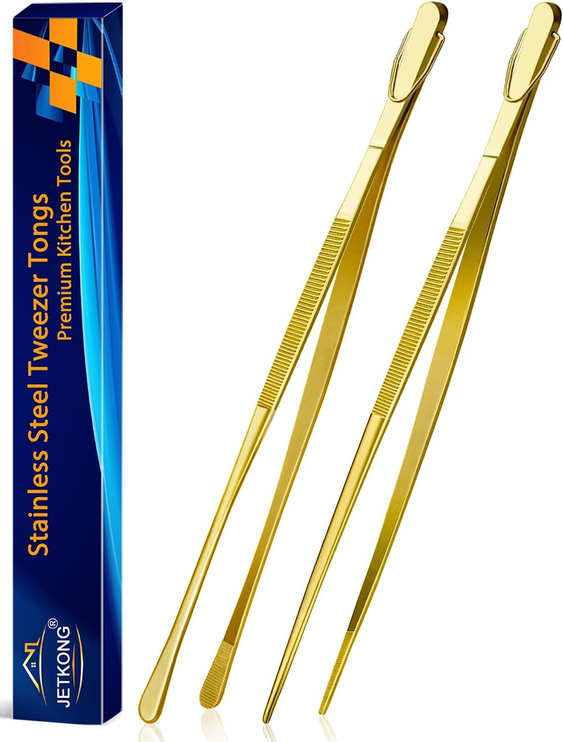 Limited-Time Deal - JETKONG 2 Pcs 12-Inch Kitchen Tweezers Fine Tweezer Tongs, Extra-Long Stainless Steel Cooking Tweezers (Silver)