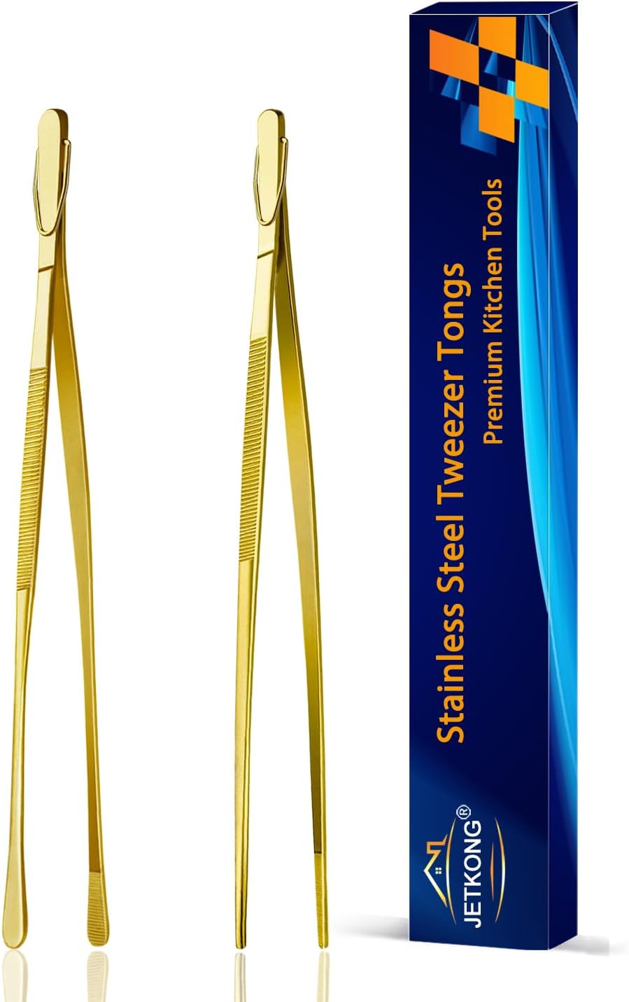 Limited-Time Deal - JETKONG 2 Pcs 12-Inch Kitchen Tweezers Fine Tweezer Tongs, Extra-Long Stainless Steel Cooking Tweezers (Silver)