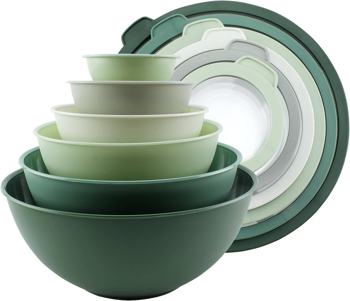 Special Offer - COOK WITH COLOR Mixing Bowls with Lids - 12 Piece Plastic Nesting Bowls Set includes 6 Prep Bowls and 6 Lids, Microwave Safe Mixing Bowl Set, Brown Embossed