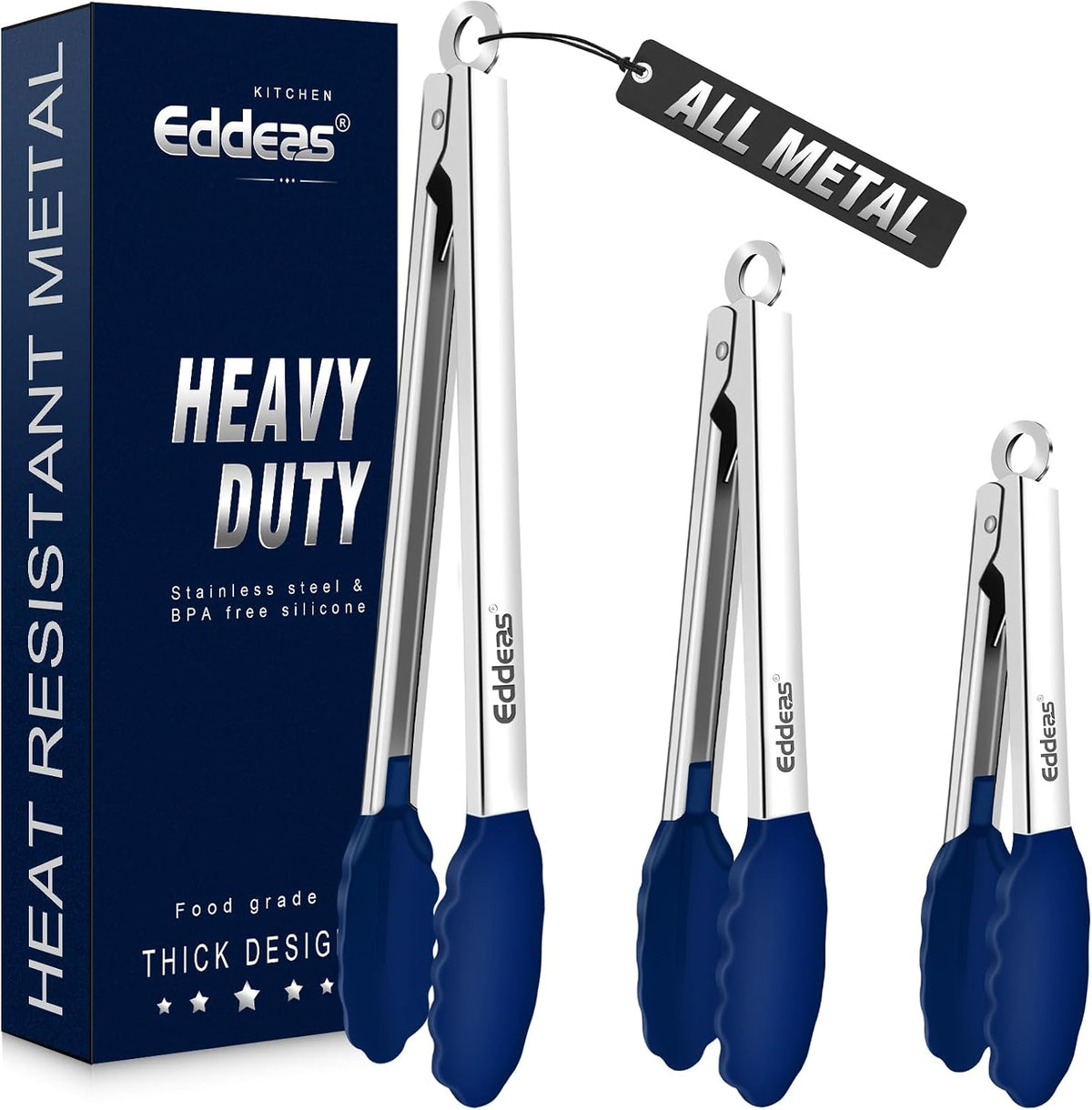 Limited-Time Deal - Tongs For Cooking Up To 600°F Metal Kitchen Tweezers Tongs 12, 9 in - Heat Resistant 600 Degrees, Heavy Duty Stainless Steel Cooking for Food, Grill, BBQ, Dishwasher safe Set of 4