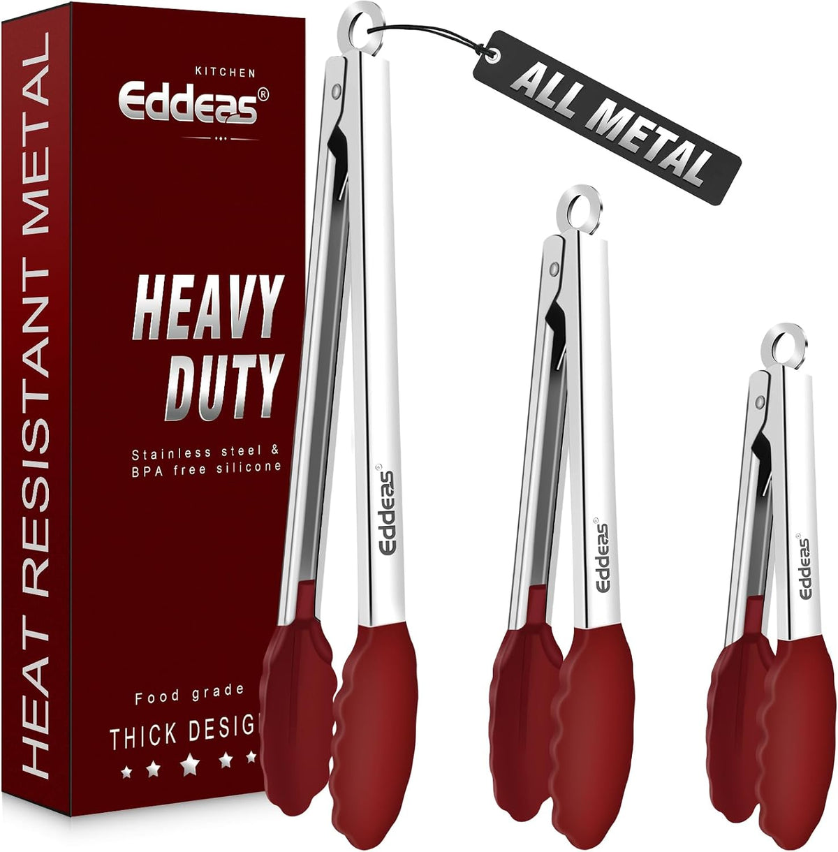 Limited-Time Deal - Tongs For Cooking Up to 600 °F Metal Kitchen Tongs 3PCS 7,9,12 Inch - Heat Resistant 600 Degrees Stainless Steel,Heavy Duty Metal Locking Tong for Food,Salad and BBQ Dishwasher Safe