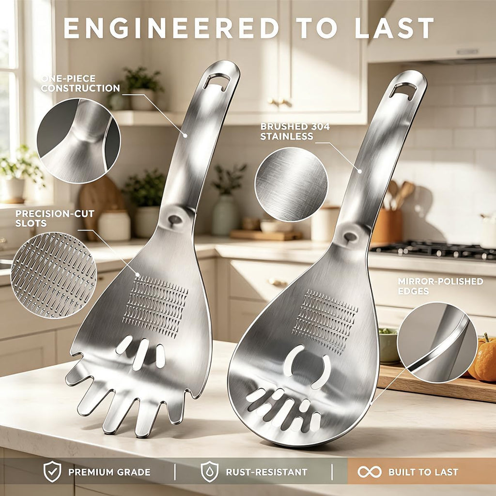 5-in-1 Stainless Steel Cooking Spoon, Multifunctional Kitchen Utensil with Garlic Ginger Grater, Potato Masher, Egg Separator, Strainer Spoon & Bottle Opener, Stainless Steel Kitchen Prep Tool