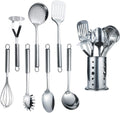 Special Offer - Berglander Cooking Utensil Set 8 Piece, Stainless Steel Kitchen Tool Set with Stand,Cooking Utensils, Slotted Tuner, Ladle, Skimmer, Serving Spoon, Pasta Server,Potato Maseher, Egg Whisk. （8 Pieces）