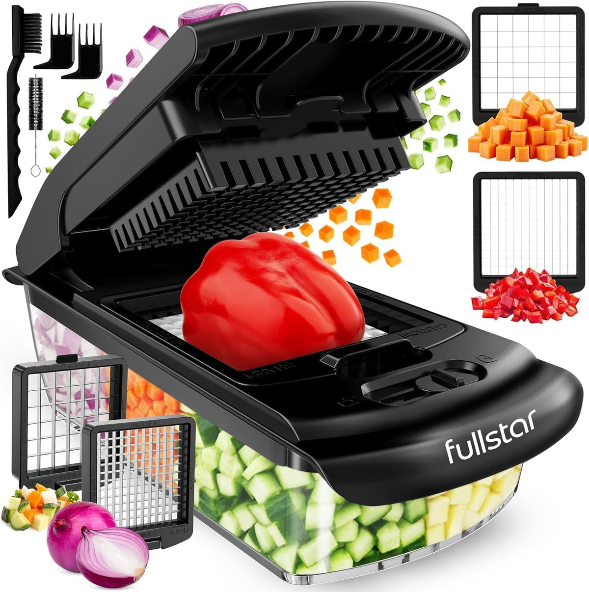 Hot Sale - Fullstar Pro Original Vegetable Chopper & Spiralizer, All-in-1 Kitchen Tool - Multi-Blade Veggie Chopper, 5-Cup Container Onion & Food Cutter Dicer Spiralizer Dishwasher Safe Kitchen Gadgets & Essentials