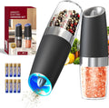 Special Offer - CIRCLE JOY Gravity Electric Salt and Pepper Grinder Set Automatic Salt and Pepper Grinder Set with LED Light, Battery Operated, Adjustable Coarseness, Large Capacity, for Home Kitchen BBQ, Black