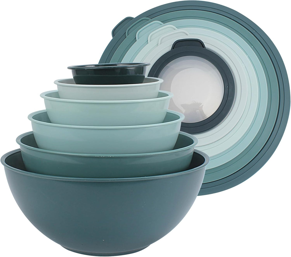 Special Offer - COOK WITH COLOR Mixing Bowls with Lids - 12 Piece Plastic Nesting Bowls Set includes 6 Prep Bowls and 6 Lids, Microwave Safe Mixing Bowl Set, Brown Embossed