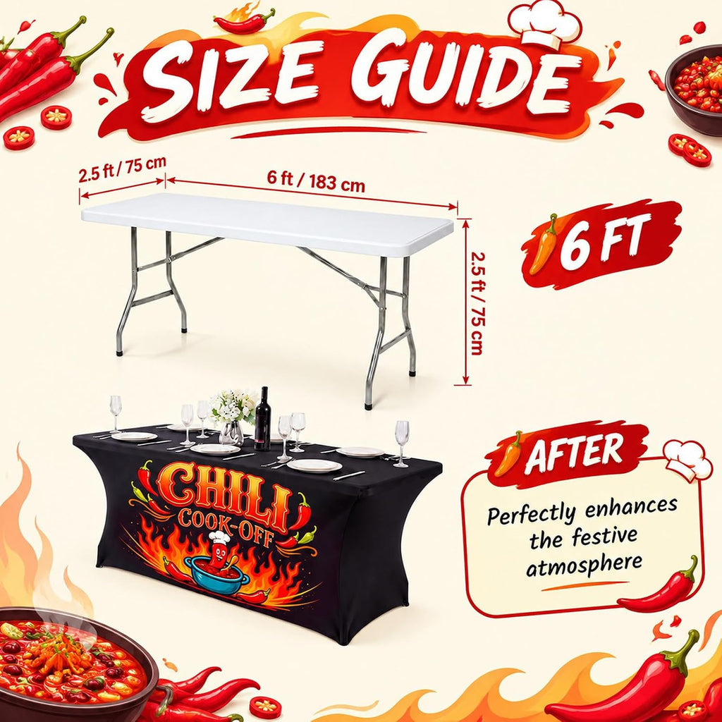 Great Value - Chicplaid 1 Pcs Chili Cook Off Tablecloth 6FT Washable Table Cover for BBQ, - Reusable Washable Chili Pepper Table Skirt for Chili Contest Mexican Fiesta Cinco De Mayo BBQ Vendor Booth Party Decor