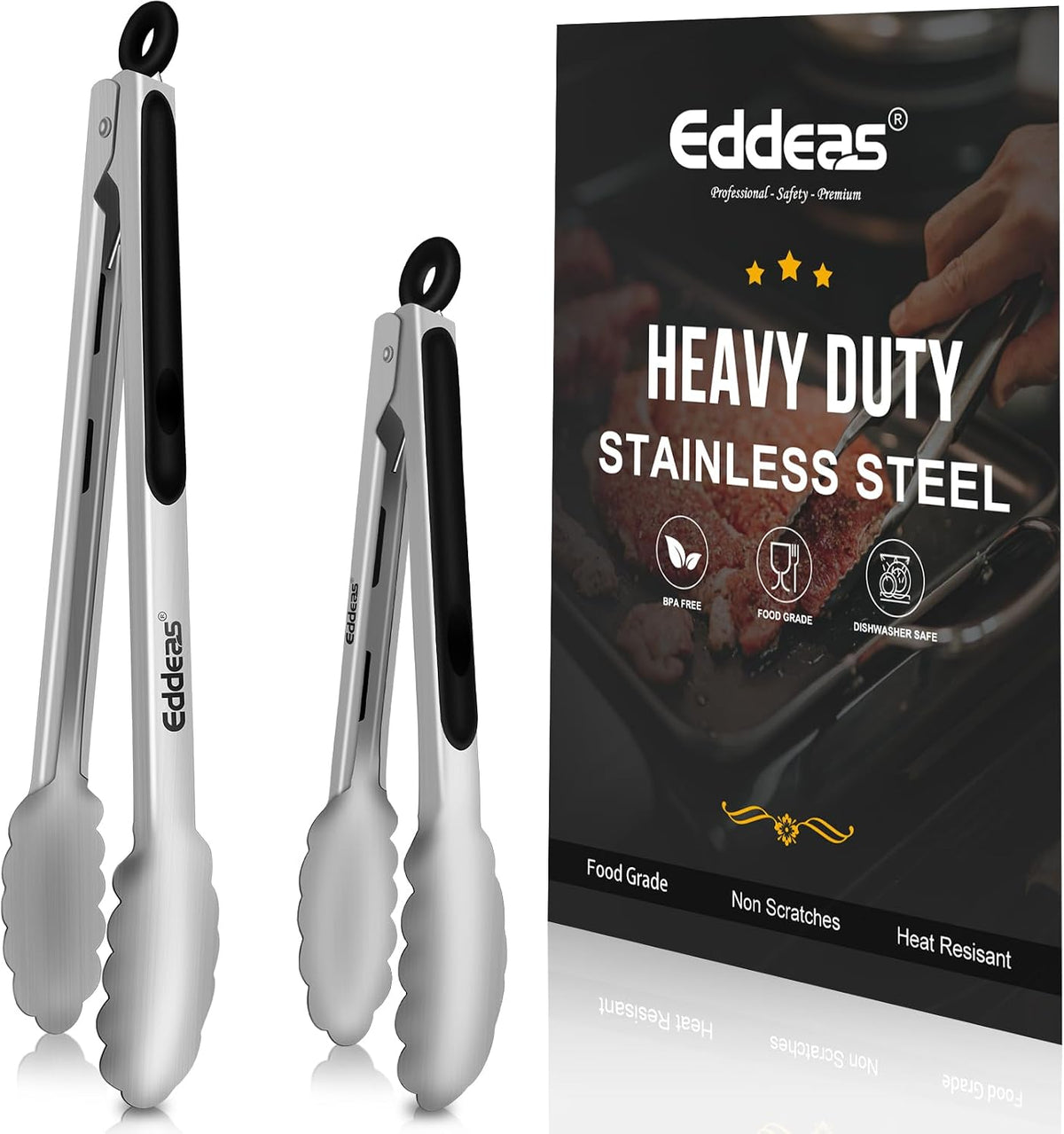 Limited-Time Deal - Tongs For Cooking Up to 600 °F Metal Kitchen Tongs 3PCS 7,9,12 Inch - Heat Resistant 600 Degrees Stainless Steel,Heavy Duty Metal Locking Tong for Food,Salad and BBQ Dishwasher Safe