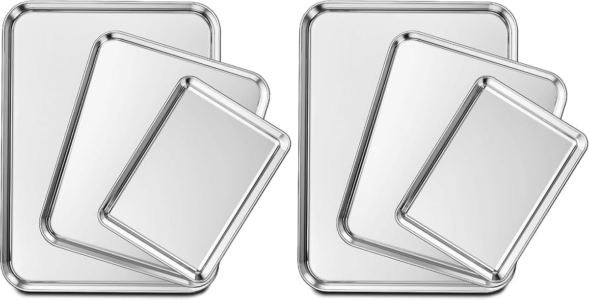 Special Offer - Wildone Baking Sheet Set of 3, Stainless Steel Cookie Sheet Cooking Sheet Pan for Baking & Roasting, 9/12/16 Inch, Non Toxic & Heavy Duty & Easy Clean