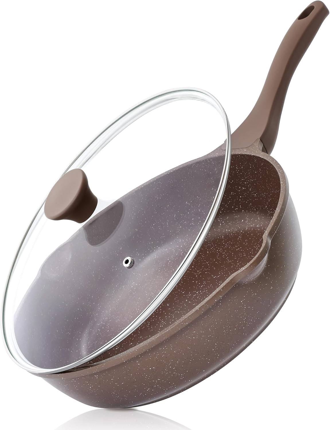 Special Offer - SENSARTE Nonstick Skillet, Deep Frying Pan 10/11/12-inch, Saute Pan with Lid, Stay-cool Handle, Healthy Stone Cookware Cooking Pan, Induction Compatible (10-Inch/3.5QT)