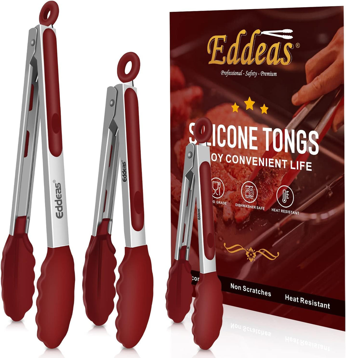 Limited-Time Deal - Tongs For Cooking Up to 600 °F Metal Kitchen Tongs 3PCS 7,9,12 Inch - Heat Resistant 600 Degrees Stainless Steel,Heavy Duty Metal Locking Tong for Food,Salad and BBQ Dishwasher Safe