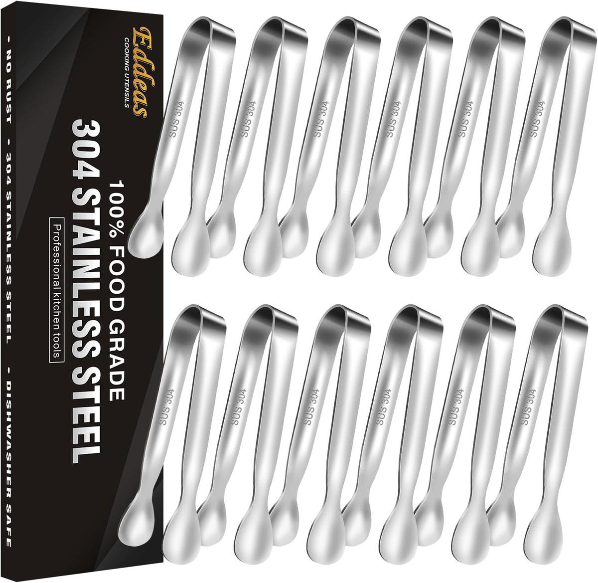 Limited-Time Deal - Tongs For Cooking Up To 600°F Metal Kitchen Tweezers Tongs 12, 9 in - Heat Resistant 600 Degrees, Heavy Duty Stainless Steel Cooking for Food, Grill, BBQ, Dishwasher safe Set of 4