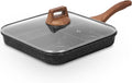 Limited-Time Deal - ESLITE LIFE Nonstick Divided Grill Pan for Stove Tops, 11 Inch Versatile 3-In-1 Breakfast Pan, Square Big Grilling Steak Pan for Indoor & Outdoor Cooking, PTFE & PFOA Free, Black