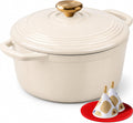 Limited-Time Deal - Overmont Enameled Cast Iron Dutch Oven - 5.5QT Pot with Lid Cookbook - Heavy-Duty Cookware with Cotton Potholders, Enclosed Lid-Knob Design, Oven Safe for Sourdough Baking Braising Stews Roasting