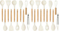 Best Seller - CAROTE 10-Piece Kitchen Utensils Set with Wood Cool-Touch Handles, Cream - Silicone Cooking Utensil, Food Grade, Nonstick Cookware Friendly, BPA-Free, Heat-Resistant, Everyday Home Essentials, Gifts